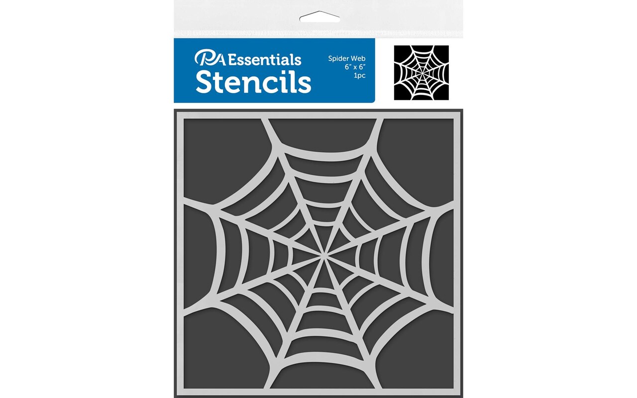PA Essentials Stencil Spider Web for Painting on Wood, Canvas, Paper, Fabric, Wall and Tile, Reusable DIY Art and Craft Stencils for Painting, 6"x6" Inches